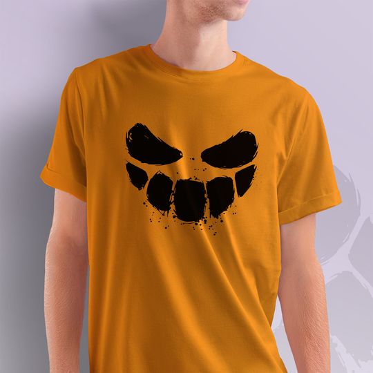 Discover Scary Pumpkin Face Adult T-Shirt