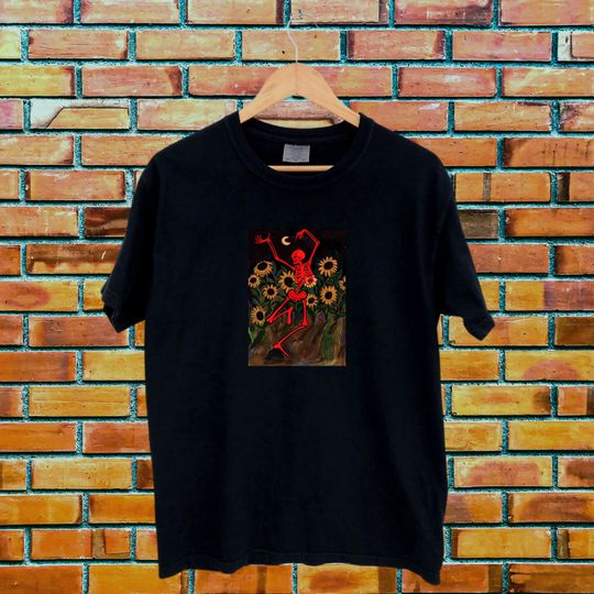 Discover Skeleton Dancing Sunflower Shirt, Skeleton Shirt, Halloween Shirt, Aesthetic Shirt, Tumblr Shirt, Grunge Shirt, , Soft Grange