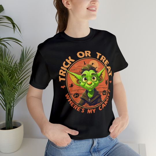 Discover Halloween Funny tee shirt, Humorous Apparel, Halloween Scary, Vintage tshirt, Goblin Trick or Treating, Unisex Jersey Short Sleeve Tee