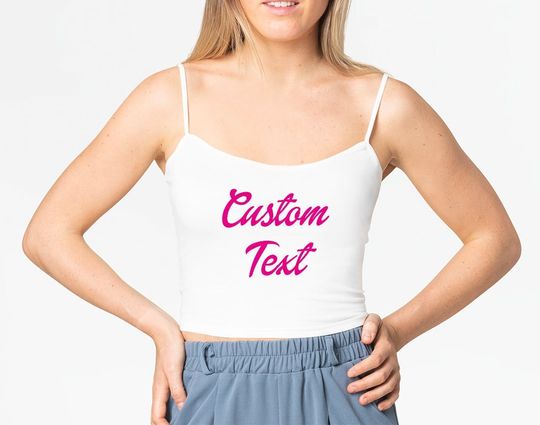 Discover Custom Text White Crop Top