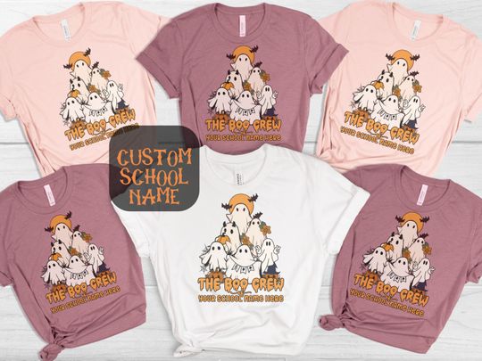 Discover Custom Boo Crew Elementary School Teacher Cute Shirt, Funny Halloween Pre-School Teacher Shirt, Ghost Middle School Sweatshirt