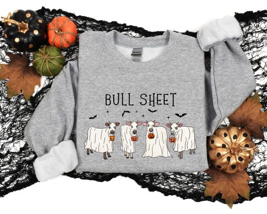 Discover Funny Ghost Cow Halloween Sweatshirt