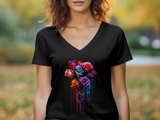 Discover Bleeding Roses Brightly Coloured T-Shirt, Hoodie, Mouse Pad, Tumbler, Gothic INSTANT DOWNLOAD, Halloween Party Horror Movie Lover Gift 4 Her