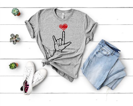 Discover ASL I Love You Hand Sign Tee - American Sign Language Interpreter CODA Deaf Shirt
