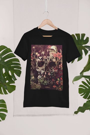 Discover Men's Flower Skull Graphic T-Shirt