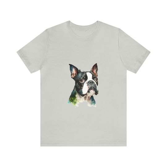 Discover Boston Terrier Portrait on Unisex Jersey Short Sleeve Tee