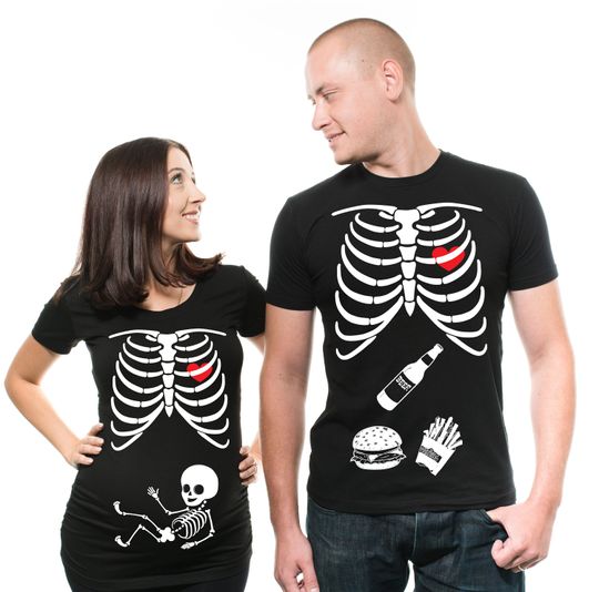 Discover Pregnancy Skeleton Matching Shirts for Couple Halloween Costume