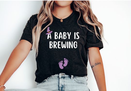Discover A Baby is Brewing Shirt - Cute Halloween Pregnancy Reveal