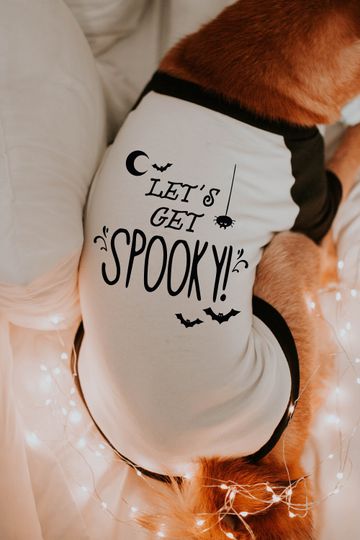 Discover Let's Get Spooky! Halloween Dog Shirt | 10 Sizes Dog Raglan or Tank | Halloween Cute Tee