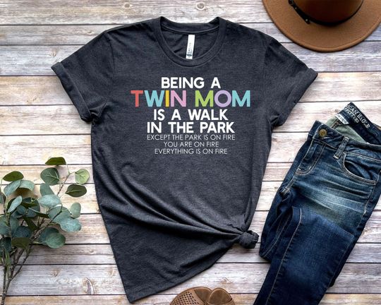 Discover Twin Mom Shirt, Funny Mother of Twins T-shirt, Mother's Day Gift, Twin Family Tshirt Unisex Jersey Short Sleeve Tee