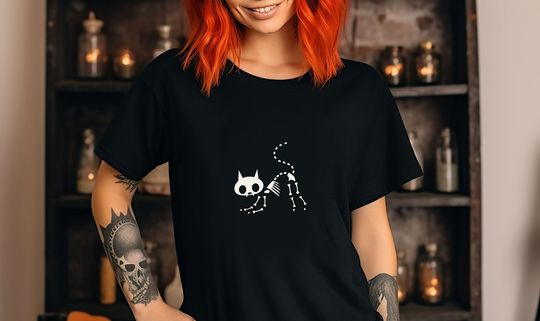 Discover Skeleton Kitten Halloween Shirt - Ghost Cat Gift