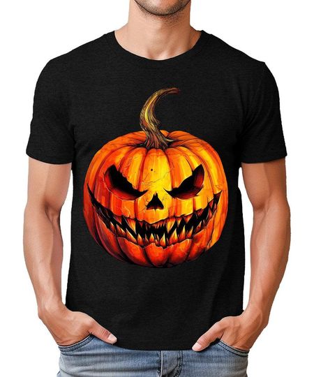 Discover Jack O' Lantern Halloween Mens Graphic Tee Premium Short Sleeve Shirt