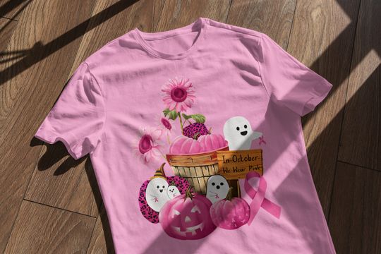 Discover Pink Ribbon Awareness Gift Shirt for Halloween and October