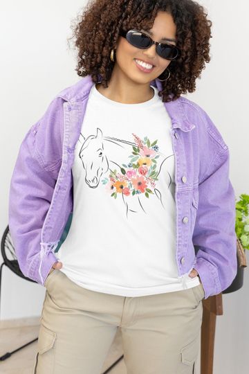Discover Floral Equestrian Horse Lover T-Shirt