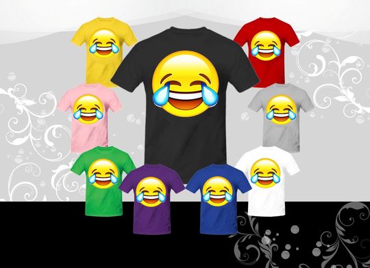 Discover Crying Laughing Emoji T-Shirt (U+1F602), Emoji Tee
