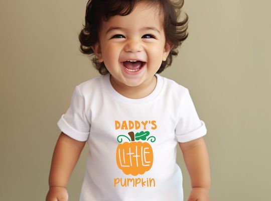 Discover Sweet toddler t-shirt for Halloween and Fall. A cute holiday clothing gift for Thanksgiving and Autumn that says, "Daddy's Little Pumpkin".