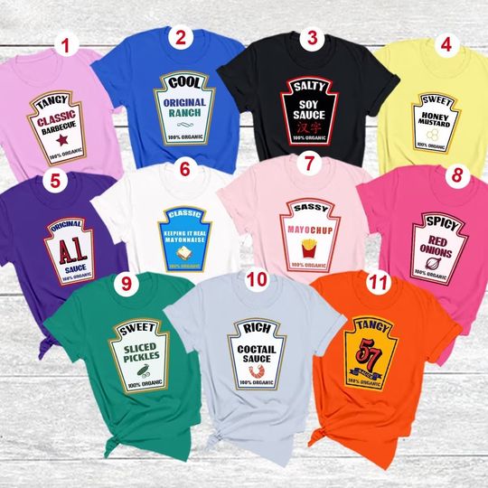 Discover Halloween Costume For Family Group T Shirt, Condiment Group Halloween Costume Tshirt, Sauce Family Matching Outfit, Food Custom Party Shirt