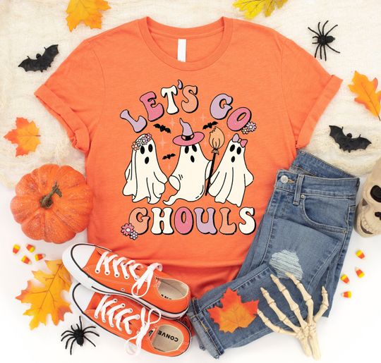 Discover Let's Go Ghouls Halloween Shirt - Fun Ghost Design