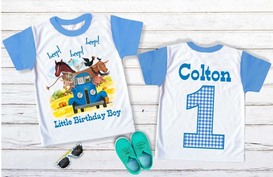 Discover Little Blue Truck First Birthday Custom Shirt