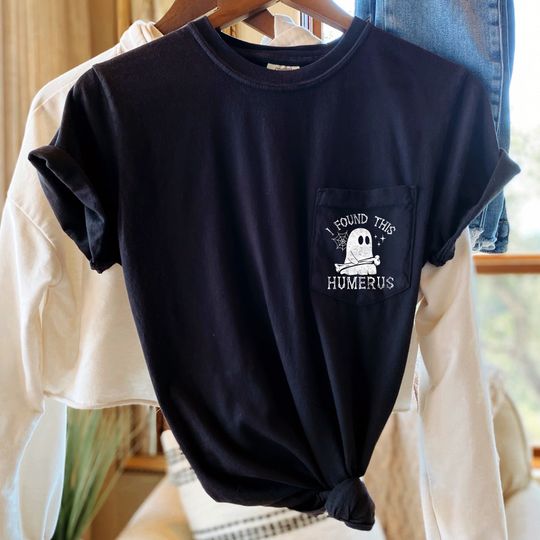Discover I Found This Humerus Pocket Tee , Funny, Halloween, Spooky, Garment Dyed, Boho, Oversized, Vintage Tshirt