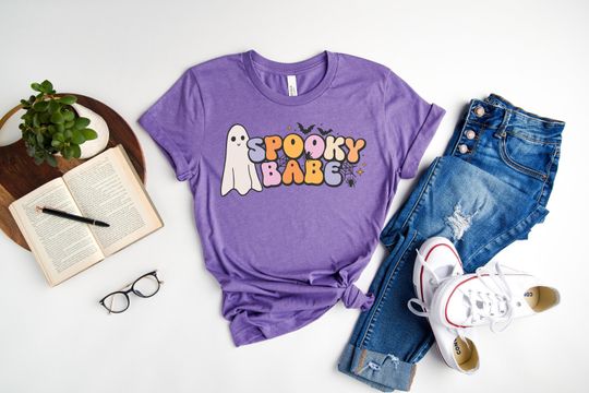 Discover Spooky Babe Ghost Shirt, Halloween Shirt, Matching Family Trick or Treat Shirt, Spooky Season Shirt, Vintage Horror Shirt for Women, Boo Tee