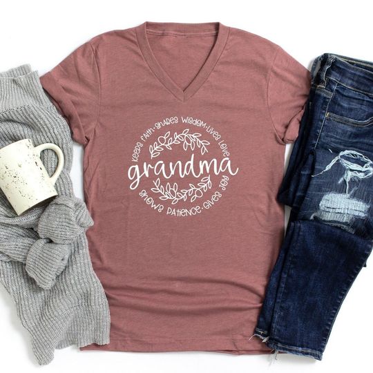Discover Love Grandma V-Neck T-Shirt - Heartfelt Gift for Grandma