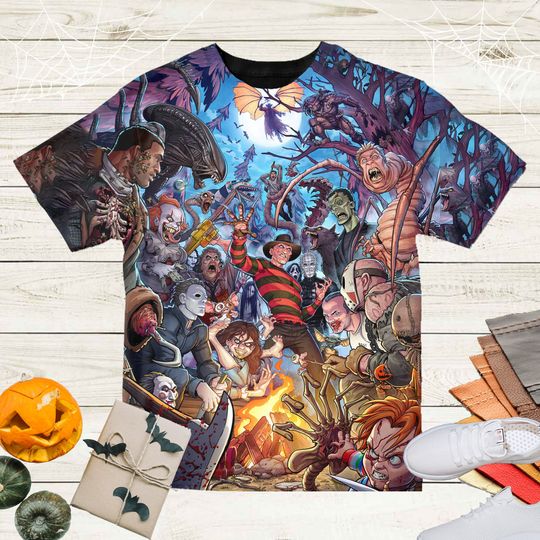 Discover Scary Horror Movie Characters T-Shirt - Perfect Halloween Gift