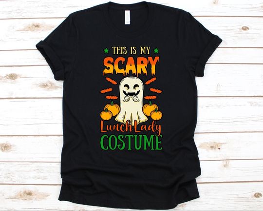 Discover This Is My Scary Lunch Lady Costume Shirt, Halloween Gift, Trick Or Treat, Ghost Design, Lunch Lady, School Cook, School Chef, Dinner Lady