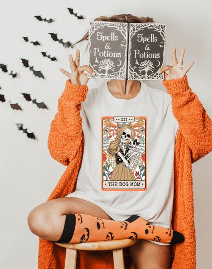 Discover Dog Mom Skeleton Tarot Card Sweatshirt for October