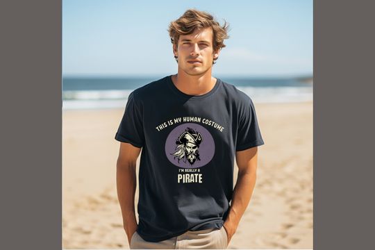 Discover This is my Human Costume, I'm really a Pirate Shirt | Halloween Top | Pirate Gift | Unisex Jersey Medium Cotton Tee