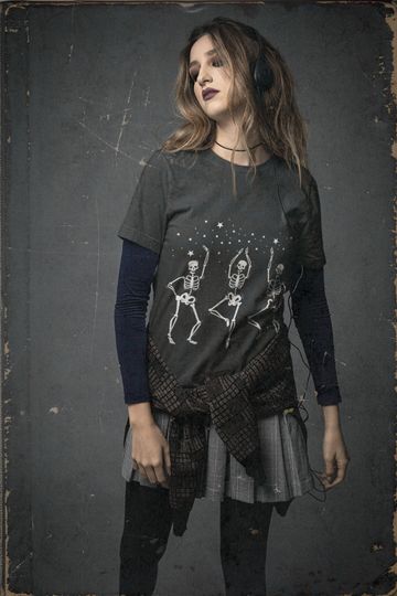 Discover Happy Halloween Skeleton Shirt: Dance into the Spooky Season with our Funny Dancing Skeleton Tshirt - Perfect for Halloween Party Fun!