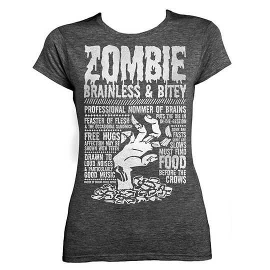 Discover ZOMBIE Ladies Fitted T-shirt - 'Monsters' Collection - Halloween - Dark Heather