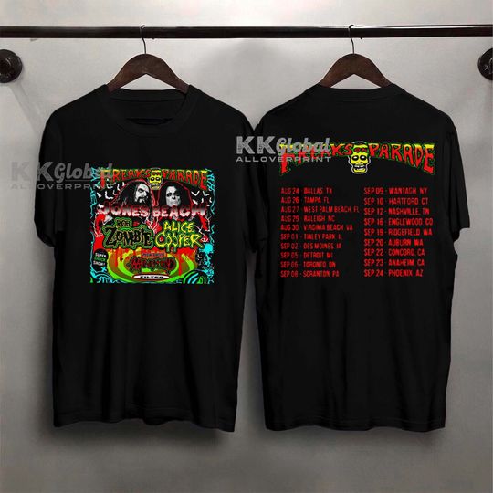 Discover Freaks On Parade Tour 2023 T-Shirt, Rob Zombie Alice Cooper Dates