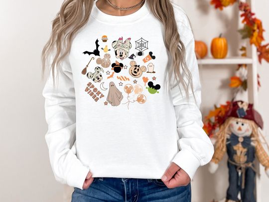 Discover Happiest Place On Earth Shirt, The Most Magical Place, Fall Best Day Ever Mouse Ears, Halloween Spooky Family Mom Dad Adult Kid Toddler Baby