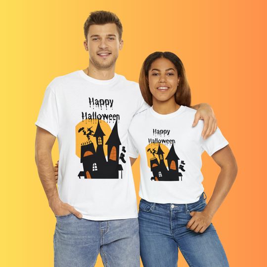 Discover Haunted House Halloween Unisex Heavy Cotton Tee Shirt