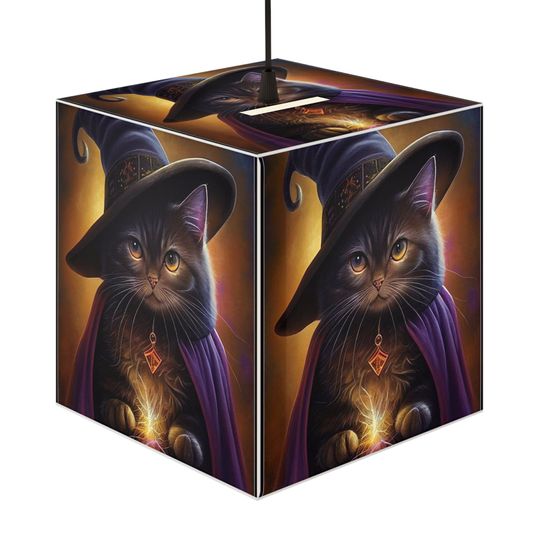 Discover Black Cat Witch Light Cube Lamp