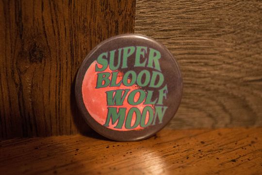 Discover Super blood Wolf moon green Rock Music lover Pin Buttons