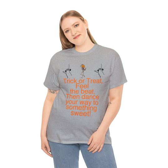 Discover Unisex Heavy Cotton Tee | Halloween Funny TShirt | Dancing Skeleton Bones | Pumpkin Head TShirt