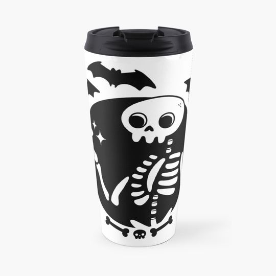 Discover Death Before Decaf Halloween Travel Coffee Mug