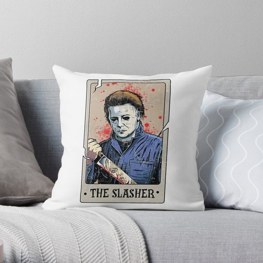 Discover Halloween Michael Myers The Slasher Tarot Card Throw Pillow