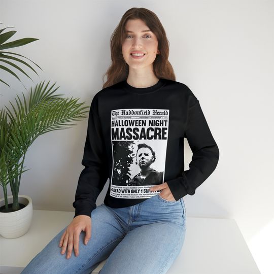 Discover Michael Myers Pullover Sweatshirt - Gildan 18000 Unisex Heavy Blend Crewneck Sweatshirt