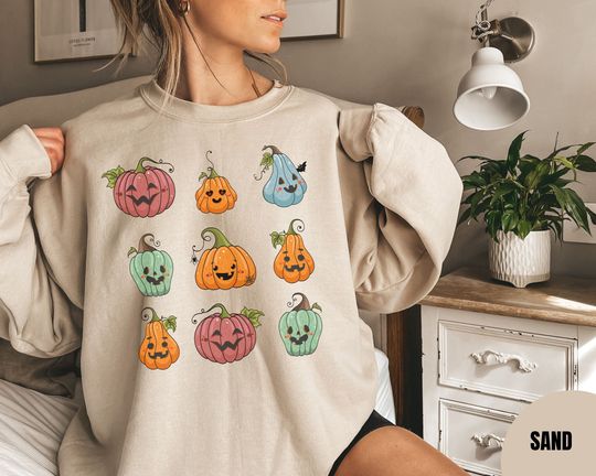 Discover Cute Pumpkin Halloween Sweatshirt