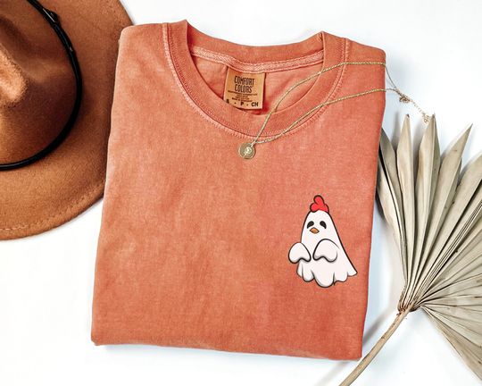 Discover Chicken Ghost Halloween  Shirt, Scary Autumn Apparel Gift, Spooky Chicken Halloween T-Shirt Present For Her Him
