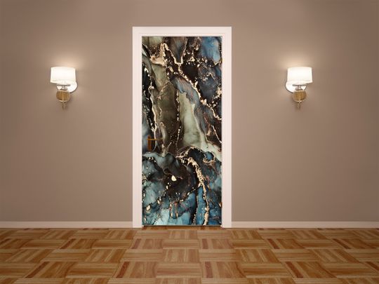 Discover Weird Metallic Swirl Marble Self-adhesive Door Stickers
