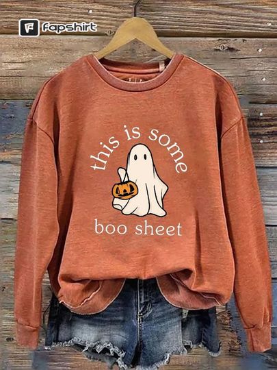 Discover Women's Halloween This Is Some Boo Sheet Floral Round Sweatshirt, Halloween Ghost Tshirt,Spooky Season,Spooky Vibes Shirt,Spooky Boo Shirts