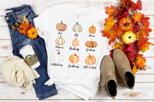Discover Fruit of the Spirit Pumpkin Shirt for Women, Christian Bible Verse Shirt for Her, Unisex t-shirt, Religious Bible Gift