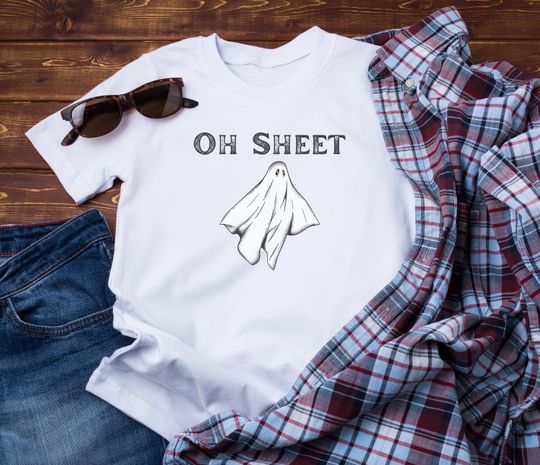 Discover Funny Halloween Shirt. Oh Sheet Ghost Adult Unisex Tee