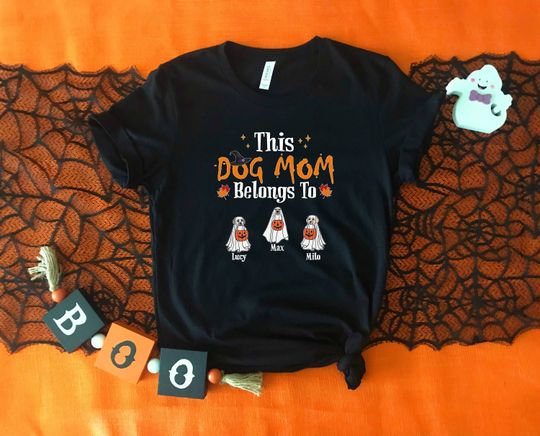 Discover Dog Mom Halloween Ghost Shirt, Funny Pet Lover Tee