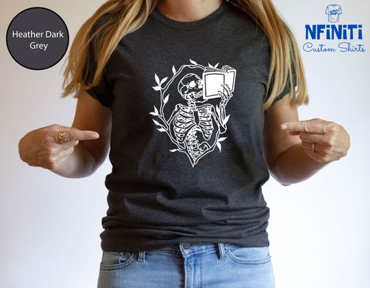 Discover Skeleton with Book Halloween Shirt for Book Lovers