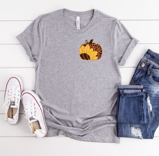 Discover Leopard Pumpkin Shirt | Fall T-Shirt | sunflower | Autumn Apparel | Screen Print | Unisex Shirt | Trendy Tee